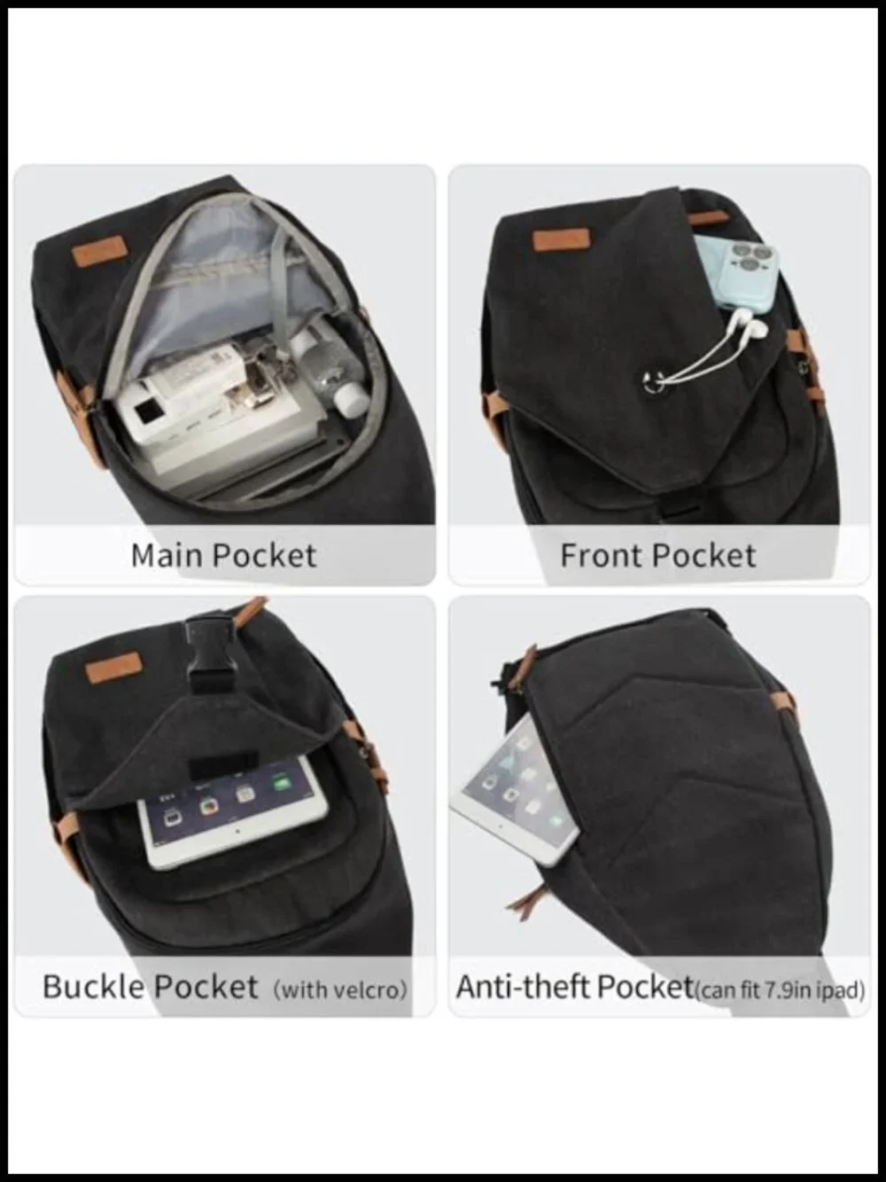 Men's Sling Bag Crossbody Anti-Theft Water Resistant with Pockets Travel Hiking